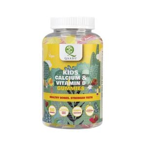 Qaadu Kids Calcium & Vitamin D Gummies Mango & Strawberry Flavor For Healthy Bones Stronger Teeth 60 pcs