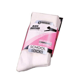 Girls School Socks Regular Plain 1x3White, 3X4Y
