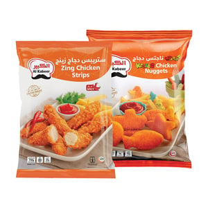 اشتري قم بشراء Al Kabeer Zing Chicken Strip Spicy 750 g + Krazee Chicken Nuggets 750 g Online at Best Price من الموقع - من لولو هايبر ماركت EID SAVERS في الامارات