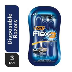 اشتري قم بشراء BIC Flex 3 Men Disposables Razors Value Pack 3 pcs Online at Best Price من الموقع - من لولو هايبر ماركت Razor Disposable في الامارات