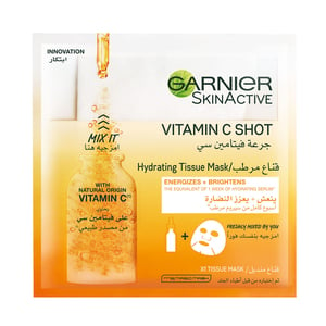 Buy Garnier SkinActive Vitamin C Shot Hydrating Tissue Mask 33 g Online at Best Price | Face Mask | Lulu UAE in Kuwait