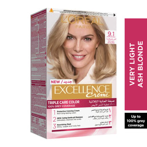 Buy LOreal Paris Excellence Creme Color 9.1 Very Light Ash Blonde 1 pkt Online at Best Price | Permanent Colorants | Lulu Egypt in UAE