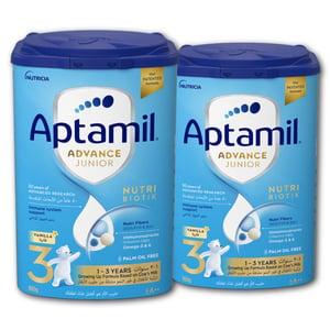 اشتري Aptamil Advance Junior Stage 3 Growing Up Formula Vanilla Flavour From 1-3 Years Value Pack 2 x 800 g Online at Best Price | Baby milk powders & formula | Lulu UAE في الامارات