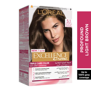 Buy LOreal Paris Excellence Creme 5.1 Profound Light Brown 1 pkt Online at Best Price | Permanent Colorants | Lulu Kuwait in UAE