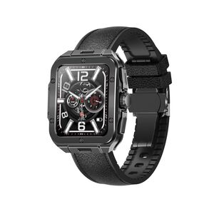 Swiss Military Smart Watch Alps2,Silver Frame and Black LeatherStrap,Square Face