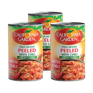 اشتري California Garden Fava Beans Peeled With Chili Value Pack 3 x 450 g Online at Best Price | Canned Foul Beans | Lulu UAE في الامارات