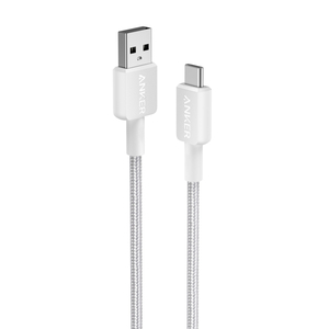 Anker 322 USB-A to USB-C Braided Cable, 3ft/0.9 m, White, A81H5H21