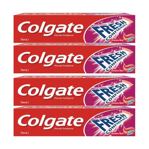 اشتري Colgate Fresh Confidence Xtreme Red Toothpaste Value Pack 4 x 75 ml Online at Best Price | Tooth Paste | Lulu UAE في الامارات