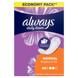 Always Daily Liners Normal Singles To Go 40 pcs