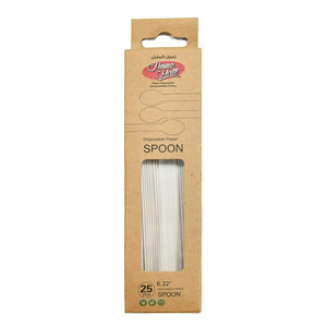 اشتري Home Mate Disposable White Paper Spoon ST-160PS 25 pcs Online at Best Price | Disposable Cutlery | Lulu Kuwait في الكويت