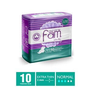 Fam Natural Cotton Feel Extra Thin with Wings Normal Sanitary Pads 10 pcs
