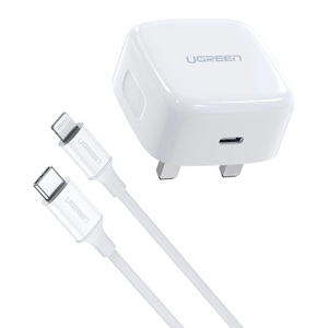 Ugreen PD USB-C UK Fast Charger with C to Lightning MFI Cable, 20 W, 1 m, White, CD137-70297B