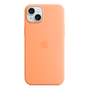 Apple iPhone 15 Plus Silicone Case with MagSafe, Orange Sorbet, MT173ZM/A