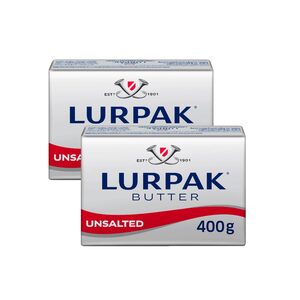 Lurpak Butter Block Unsalted Value Pack 2 x 400 g