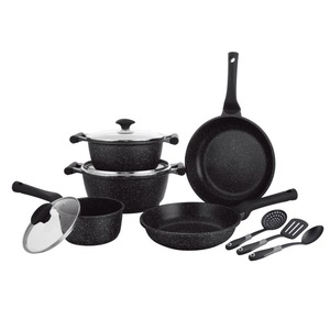 Prestige Granite Essentials Cookware Set, 11 Pcs, Black, 80985