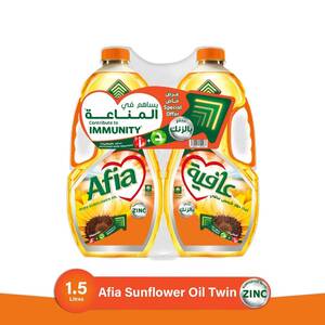 Buy Afia Sunflower Oil 2 x 1.5 Litres Online at Best Price | Sunflower Oil | Lulu KSA in Saudi Arabia