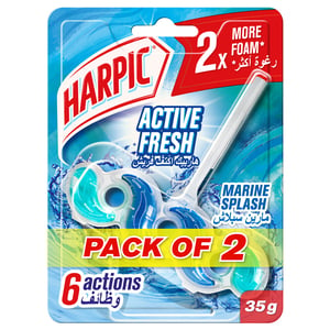 Harpic Active Fresh Toilet Block Marine Splash Toilet Freshener 2 x 35 g