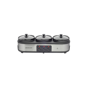 Zenan Stainless Steel Slow Cooker, 2.5L x 3 Bowls, ZSCR-3X25