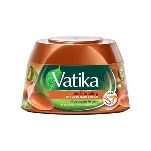 Vatika Moroccan Argan Soft & Silky + Heat Protect Styling Hair Cream For Dull Dry & Unmanageable Hair 140 ml