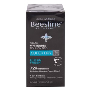 Beesline Men's Whitening Roll On Deo Super Dry Ocean Fresh, Silver Power, 50 ml