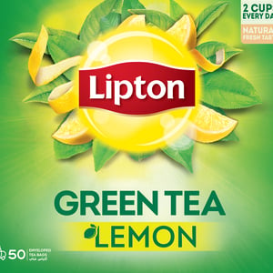Buy Lipton Green Tea Lemon Envelope 50 Teabags Online at Best Price | Green Tea | Lulu KSA in Kuwait