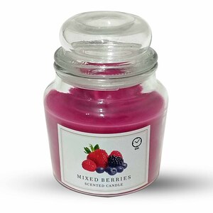 Maple Leaf Scented Glass Jar Candle with Lid 380gm Purple Mixed Berries