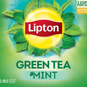 ليبتون شاي أخضر بالنعناع مغلف,50 كيس شاي