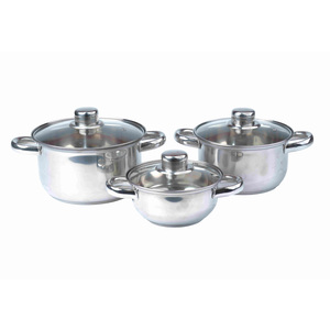 Wellberg Bloom Cookware Set, 6 pcs, Stainless Steel, 14 cm + 16 cm + 18 cm + Lids