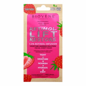 Biovene Retinol Lift Restore Moisture-Barrier Organic Strawberry Biodegradable Sheet Mask 20 pcs