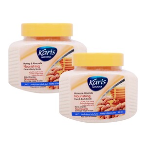 Karis Honey and Almond Nourishing Face and Body Scrub, 2 x 300 ml