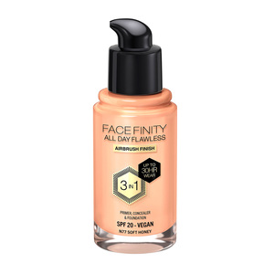 Max Factor Facefinity All Day Flawless Foundation, N77 Soft Honey, 30 ml