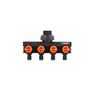 Claber Male Threaded Four-Way Adapter, 3/4 inches, Black, 8581