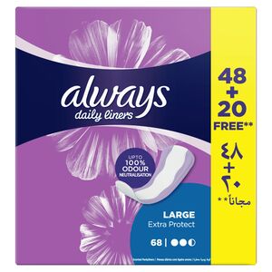 Always Extra Protect Daily Liners Large  48pcs +  20pcs Free