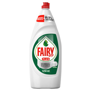Fairy Plus Original Dishwashing Liquid With Alternative Power To Bleach Value Pack 1.25 Litres