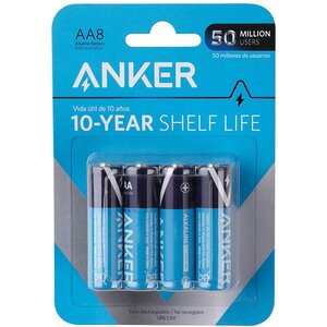 Anker 8-Piece AA Alkaline Battery Set, Blue/White, B1810H13