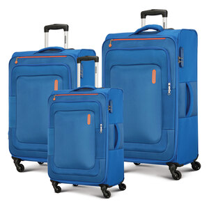 American Tourister Duncan 4Wheel Soft Trolley 3Pcs Set (55cm+68cm+81cm) Blue