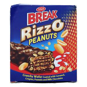 Buy Tiffany Break Rizzo Peanuts Chocolate 12 x 28 g Online at Best Price | Covrd Choco.Bars&Tab | Lulu KSA in Saudi Arabia