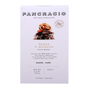 Pancracio Dark Chocolate 64% Bar with Raisins and Walnuts 100 g