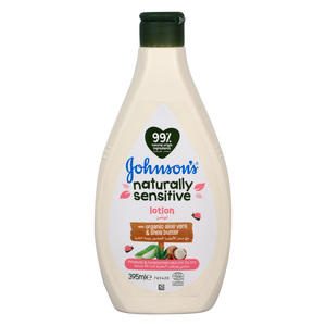 Buy Johnsons Naturally Sensitive Organic Aloe Vera & Shea Butter Baby Lotion 395 ml Online at Best Price | Body Lotion | Lulu UAE in Kuwait