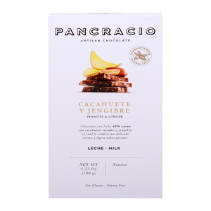 Pancracio Milk Chocolate with Roasted Peanuts and Ginger 100 g