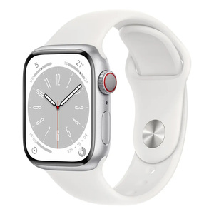 Apple Watch Series 8 MP4A3 41mm GPS + Cellular,Silver Aluminum Case with White Sport Band