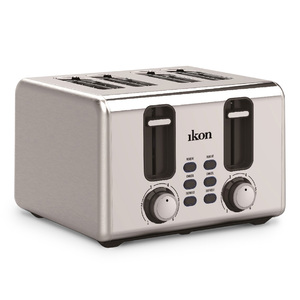 Ikon 4 Slice Bread Toaster, 1350-1600 W, Stainless Steel, IK-CBT04