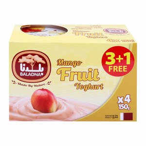 Baladna Mango Fruit Yoghurt, 4 x 150 g