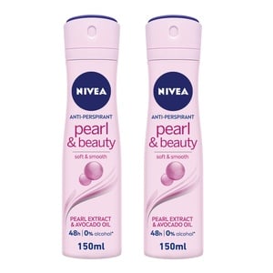 Nivea Antiperspirant Spray For Women Pearl & Beauty 2 x 150 ml