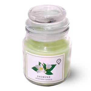 Maple Leaf Scented Glass Jar Candle with Lid 85gm Green Jasmine