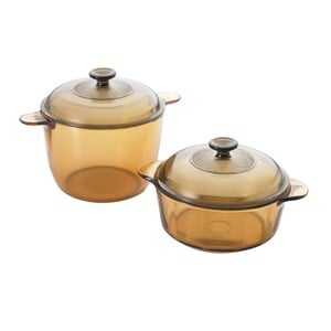 Vision Glass Cooking Pots 4pcs Set 3.35Ltr Cooking Pot + 2.25Ltr Versa Pot VS-323