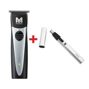 Moser Professional Cordless Trimmer with T-Blade 1591-0170 + Moser Nose/Ear Trimmer 4900-0050