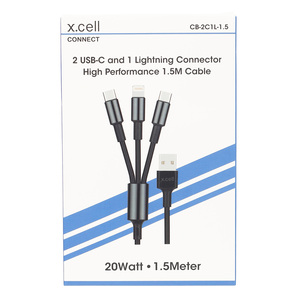 X.Cell 3 In 1 Cable 2C1L-1.5 Meter