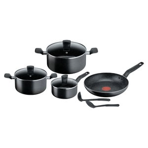 Tefal G6 Dark Stone Cookware Set, 9 Pcs, Black, B491S985