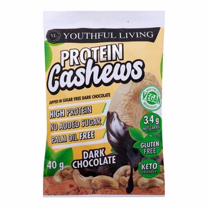 Youthful Living Keto Protein Cashews, Dark Chocolate, 40 g